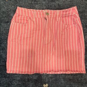 Victor Glemaud Pink and White Striped Mini Skirt